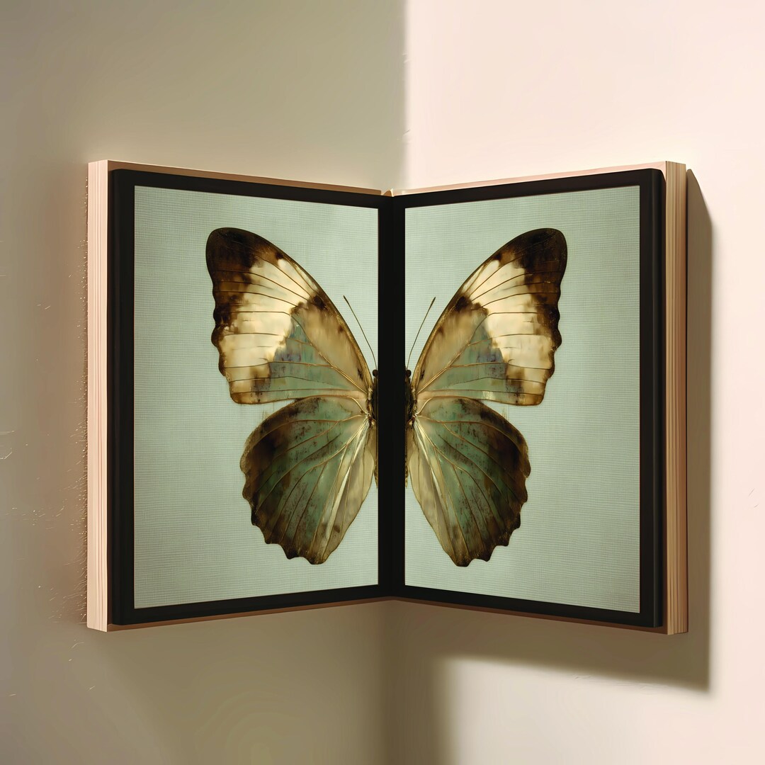 Vintage Butterfly Wall Art Set of 2 | Minimalist Neutral Home Decor ...