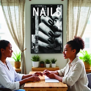 Arte de parede moderna para salão de beleza | Pôster de decoração para salão de beleza | Impressão de Nail Art para salão | Pôster elegante para manicure | Download digital