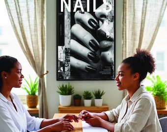 Modern Nail Salon Poster, Black and White Nail Art Print (Digital Download)