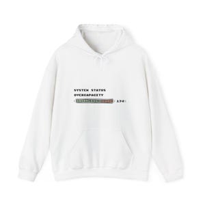 Grappige hoodie: systeemstatus overcapaciteit hoodie technische afbeelding