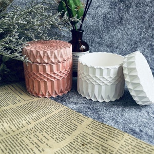Storage Jar with Lid Silicone Mold  DIY handmade Epoxy Resin Concrete Cement jesmonite Candle vessel Storage Jar Flowerpot Pen Holder Molds