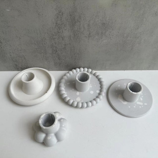 Round Flower Candlestick  Mold Handmade Candle Tray Cement Plaster Mould DIY Epoxy Resin Craft Molds Home Decor