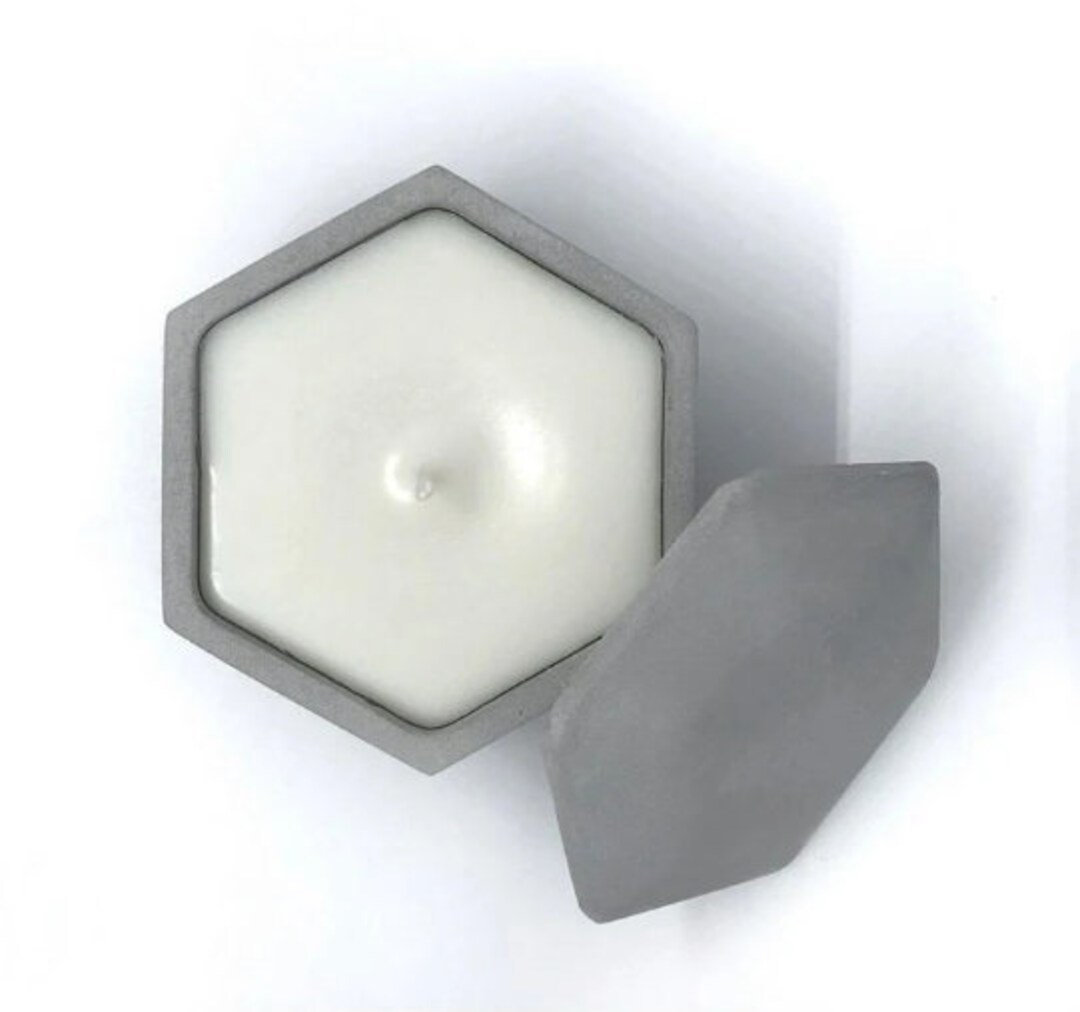 Hexagon Concrete Candle Vessel Molds With Lid Molds Hexagonwax Etsy