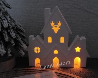 Silicone Mold House Lantern, Resin Mold House, Christmas House, Castle, Shadow Box, Casting mold lantern for LED light, Jesmonite Molds