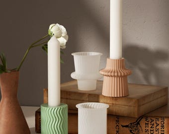Silicone Mold, Candle Holder with grooves, Casting Mold stripped Candle holder, Home Decoration, resin, raysin molds, DIY casting mold