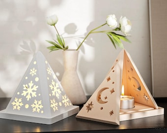 Silicone mold Pyramid, Nordic Tealight Holder, Casting Molds Moon, Heart, Shadow Light, Resin Mold, Casting powder mold, home decoration