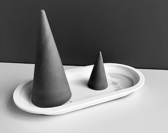 Circular Cone Ring Holder Silicone Mold  DIY handmade Epoxy Resin Concrete Cement jesmonite Cylinder & Cone Candle moulds