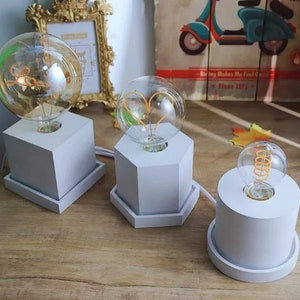 Concrete lamp holder silicone mold Cement hexagon round square bedside lamp mold DIY epoxy resin mold