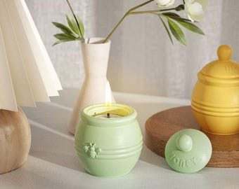 Silicone Mold jar with lid, HoneyBee,  Casting mold candle jar, candle holder, Aroma Gypsum Candle mold honey pot Epoxy Mould Plaster Mold