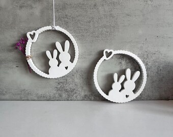 Silicone Mold Bunny Loop, Casting Mold decorative wreath, Happy Easter, Easter decoration, Rabbit couple, spring decoration