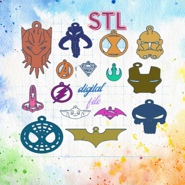 Super Heroes Keychains 15 pcs 3D Stl File