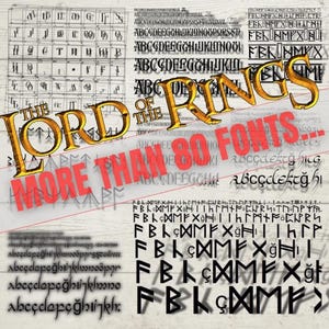 Lord of the Rings-letterlettertypebundel, Aniron-lettertype, Elf-lettertype, Elf-lettertype, Elvish, Hobbit-lettertype, Dwarf, Ttf-bestand, Lotr-lettertype, Lotr Cricut png, meer dan 80 lettertypen