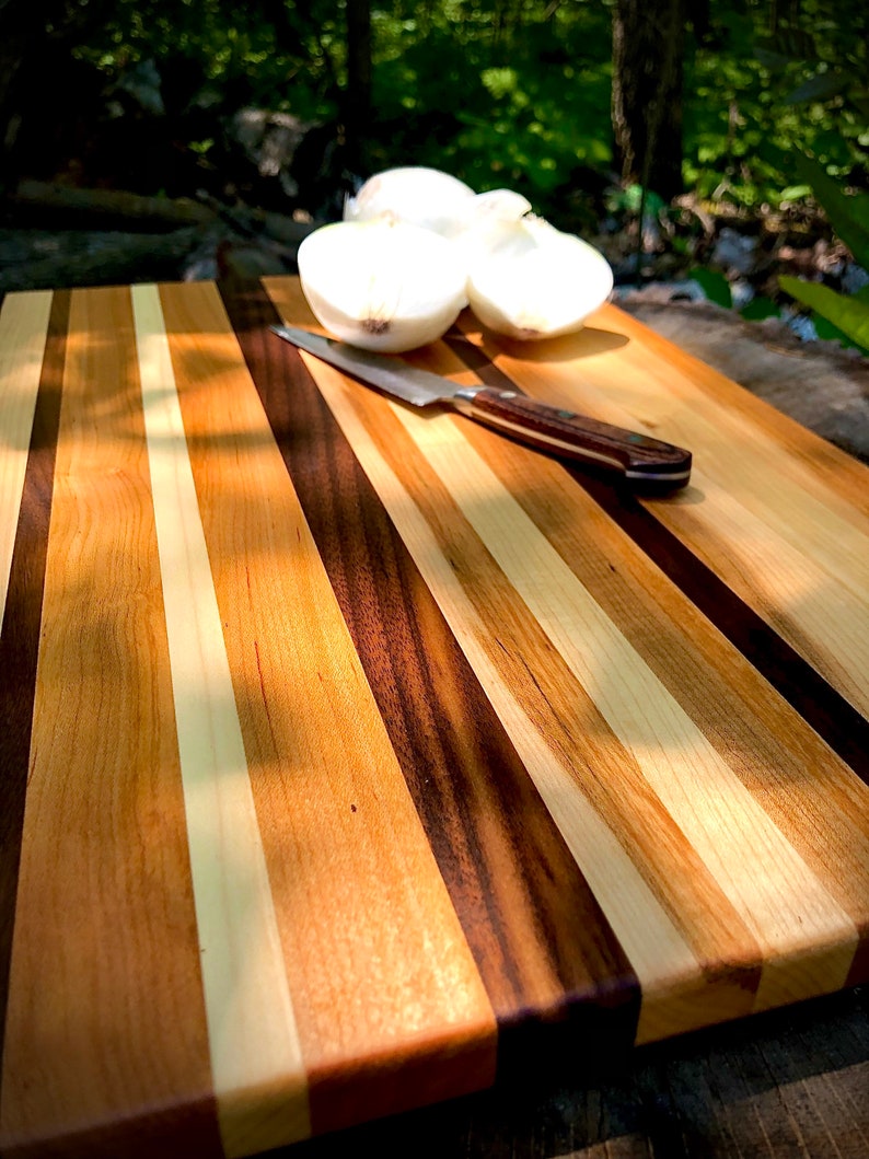 Handcrafted Cutting Board With Walnut, Cherry and Maple 19x12x0.75