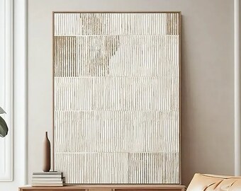 Beige Wabi Sabi Wall Painting 3D Texture Wall Art Beige White Abstract Wall Art on Canvas Minimalist Wall Painting Modern Texture Wall Art