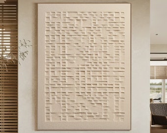 Beige 3D Texture Wall Art Beige Minimalist Painting Neutral Plaster ...