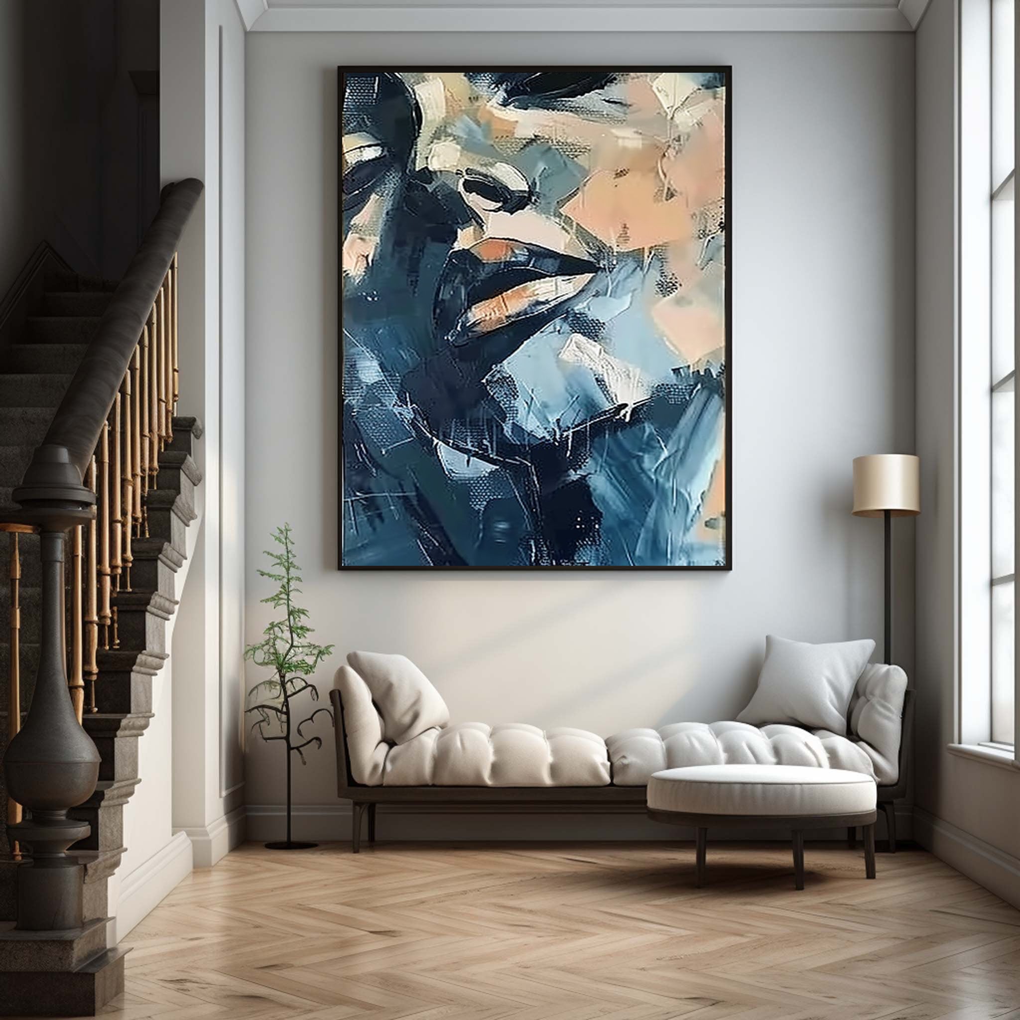 Abstract Woman Painting Wall Art Girl Face Portrait Painting for Living ...