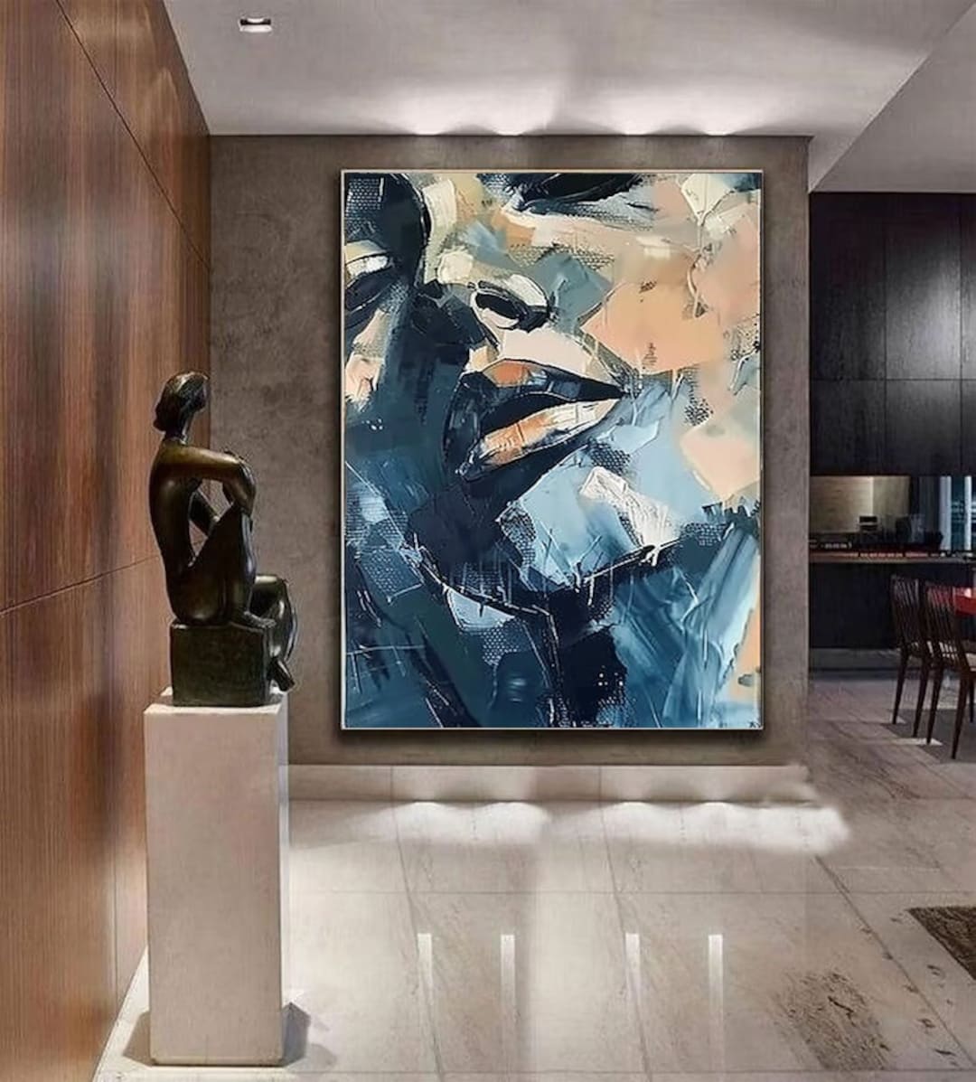 Abstract Woman Painting Wall Art Girl Face Portrait Painting for Living ...