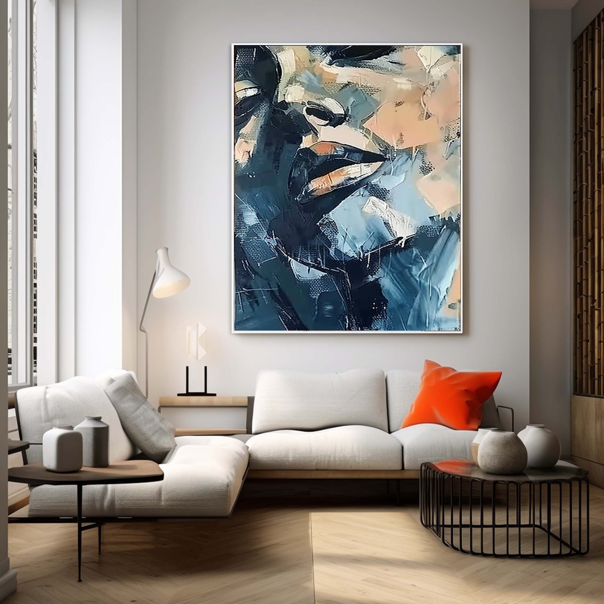 Abstract Woman Painting Wall Art Girl Face Portrait Painting for Living ...