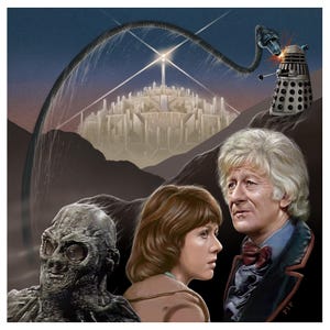 Impresión de Doctor Who - Muerte a los Daleks / 148 mm cuadrados / Tercer Doctor / Jon Pertwee / Sarah Jane Smith