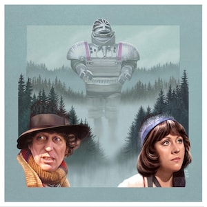 Doctor Who Print - Robot | 148mm square | 4th Doctor | Tom Baker | Sarah Jane Smith
