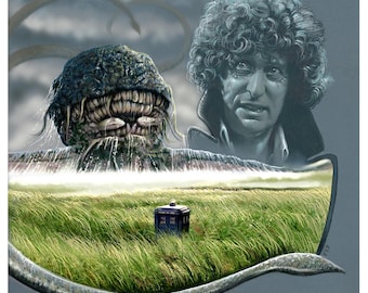 Doctor Who Print - The Power of Kroll | 148mm square | 4th Doctor | Tom Baker | Romana | Mary Tamm
