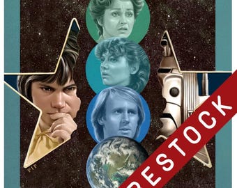Doctor Who Print - Earthshock | 148mm square | 5th Doctor | Peter Davison | Tegan | Nyssa