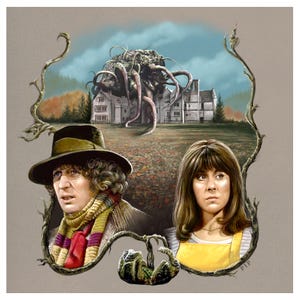 Doctor Who Print - The Seeds of Doom | 148mm square | 4th Doctor | Tom Baker | Sarah Jane Smith