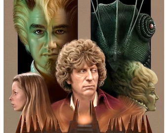 Doctor Who Print - The Leisure Hive | 148mm square | 4th Doctor | Tom Baker | Romana | K9
