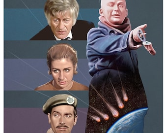 Doctor Who Print - Spearhead from Space | 148mm square | 3rd Doctor | Jon Pertwee | Liz Shaw