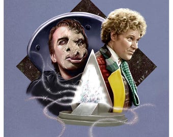 Doctor Who Print - Timelash | 148mm square | 6th Doctor | Colin Baker | Peri Brown
