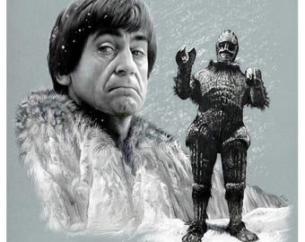 Doctor Who Print - The Ice Warriors | 148mm square | 2nd Doctor | Patrick Troughton | Victoria | Jamie
