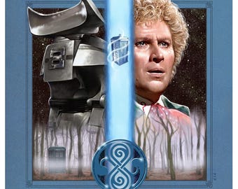Doctor Who Print - The Mysterious Planet | 148mm square | 6th Doctor | Colin Baker | Peri Brown