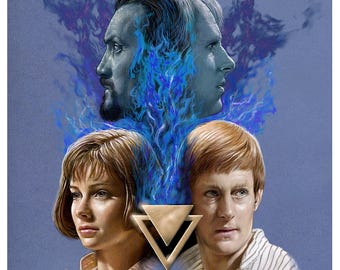 Doctor Who Print - Planet of Fire | 148mm square | 5th Doctor | Peter Davison | Peri Brown | Turlough