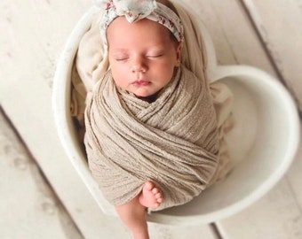 3m (35"x118") Long Newborn Muslin Wrap, Dispatches from USA and Turkey, Enchanting Newborn Photography Cotton Wrap - Natural Baby Photo Prop