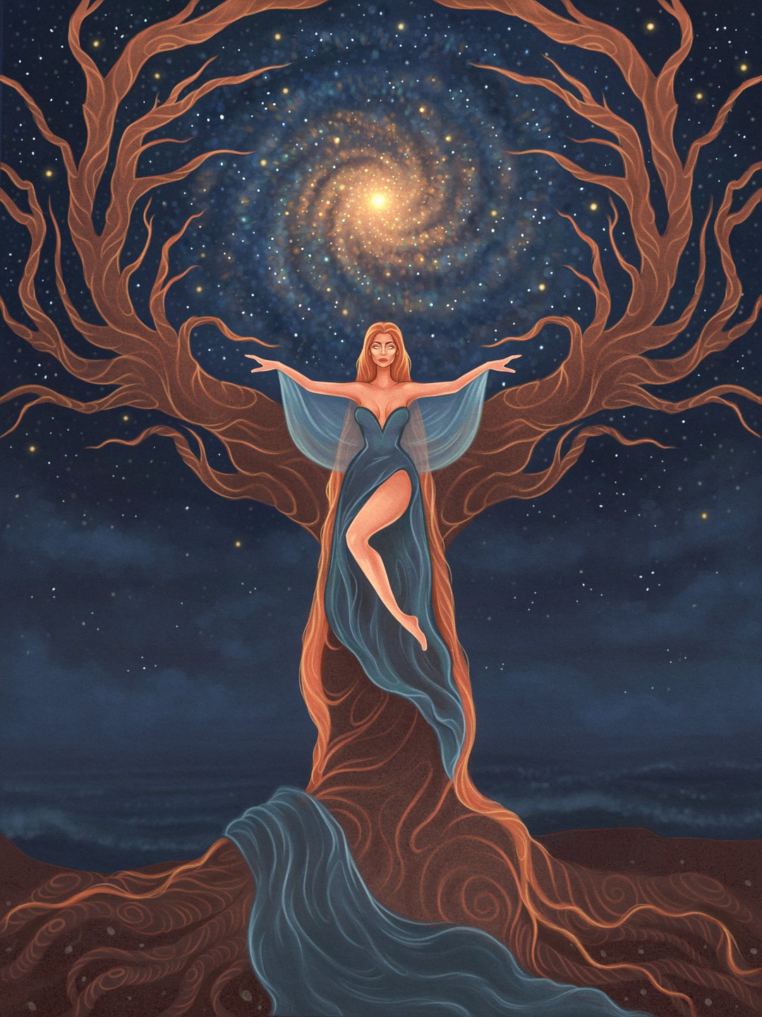 Spiritual Art Print, Goddess Wall Art, Mystical Awakening Divine ...
