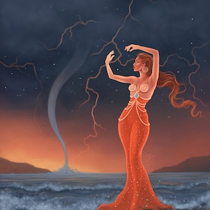 Storm Goddess Art Print, African Mythology Wall Art, Divine Feminine Illustration, Self Care Gift for Sacred Meditation Space