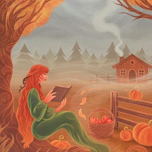 Herbst Hexe Kunstdruck, Herbst Göttlich Feminine Wandkunst, Gemütliches Cottagecore Illustration Poster