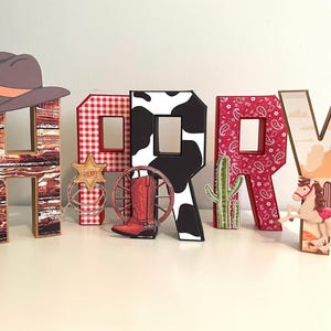 Letra 3D del Oeste, Fiesta temática de vaqueros, Suministros para fiestas del Oeste, Mi primera fiesta de rodeo, Decoración para fiesta de rodeo de vaqueros, Suministros para fiestas de vaqueros