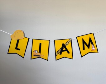 Pancarta de cumpleaños con temática de construcción, pancarta para fiesta de construcción, decoración para fiesta de construcción, pancarta de construcción personalizada, decoración para fiesta de construcción
