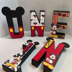 Letras 3D de Mickey Mouse, suministros para fiestas de Mickey, letras 3D de Mickey, fiesta de cumpleaños de Mickey, un cumpleaños de Mickey, letras 3D de la casa club de Mickey