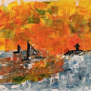 Painting, Rising Sun, Acrylic