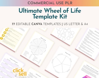 Wheel of Life Canva Template Kit: Coaching Worksheets (Commercial Use)