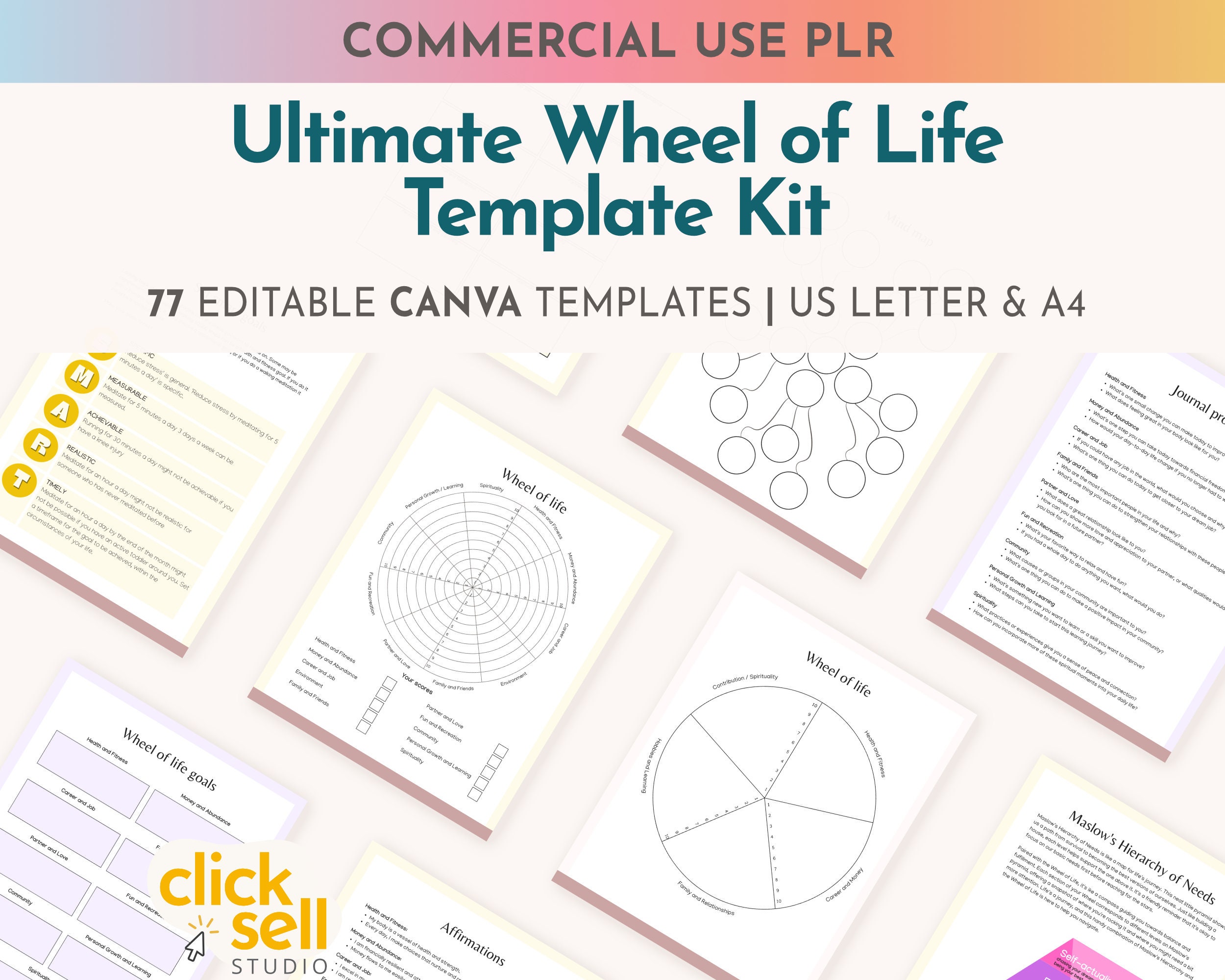 Wheel of Life Canva Template Kit: Coaching Worksheets (commercial Use ...