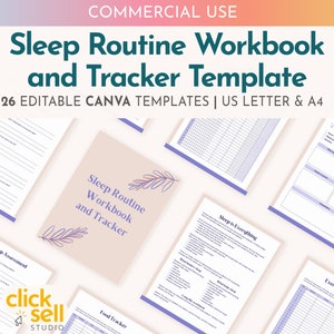 Pode incluir: Um modelo de caderno de exerc&iacute;cios e rastreador digital imprim&iacute;vel em rosa e roxo para melhorar os h&aacute;bitos de sono. O modelo inclui p&aacute;ginas para avalia&ccedil;&atilde;o do sono, rastreamento de alimentos, rastreamento de exerc&iacute;cios, di&aacute;rio de sonhos e dicas para dormir. O modelo &eacute; projetado para uso com Canva e inclui 26 p&aacute;ginas edit&aacute;veis.