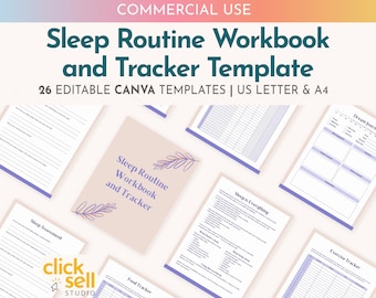 Sleep Routine Workbook and Trackers Canva Template PLR COMMERCIAL Use US letter / A4 sizes Editable template for resellers and coaches