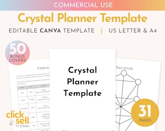 Crystal Planner Canva Template: Commercial Use, Crystal Grids (Digital Download)
