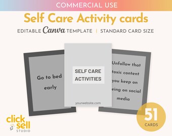 Pink Self Love Self Care Card Deck Canva Template Commercial - Etsy ...