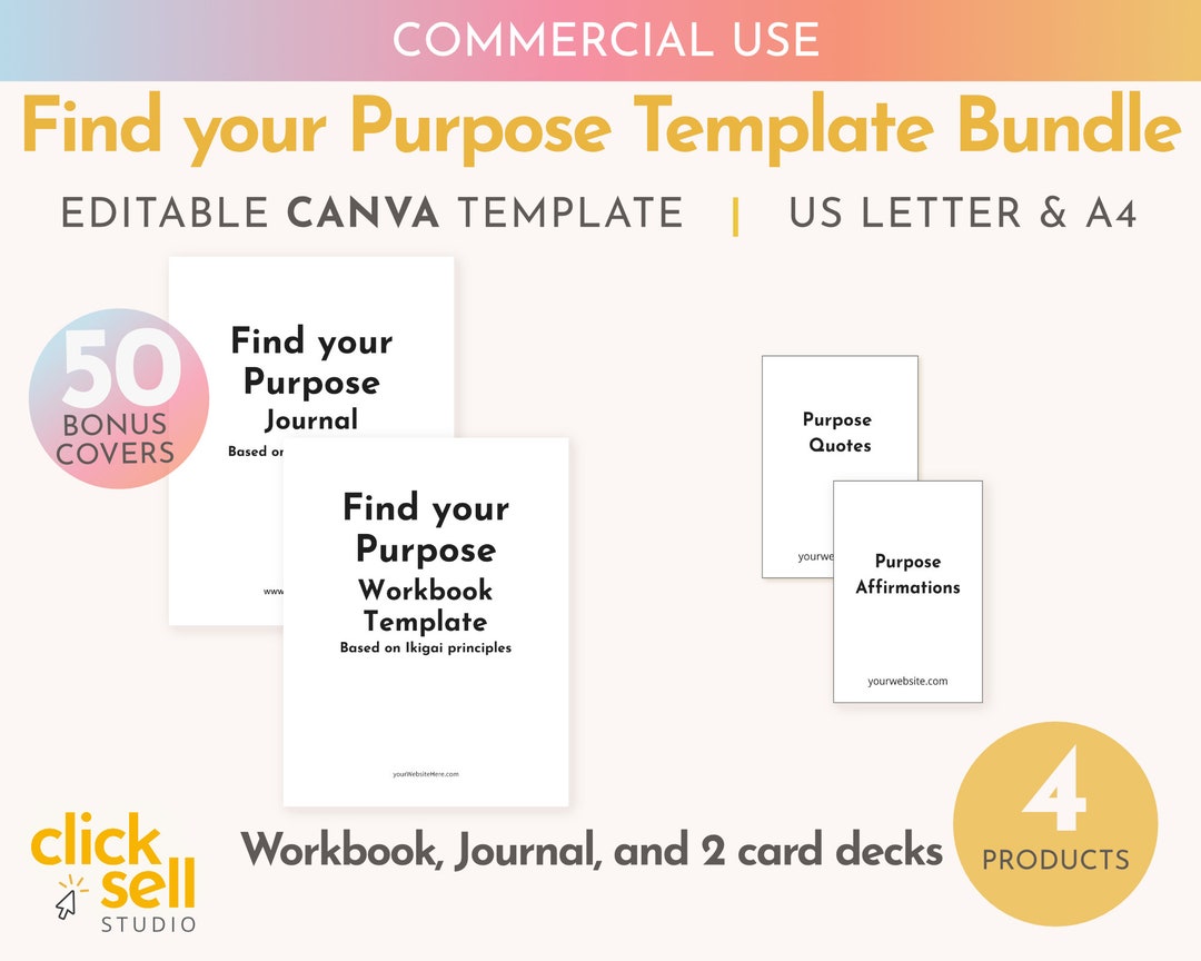 Find Your Purpose Bundle Editable Canva Template COMMERCIAL USE A4/US ...