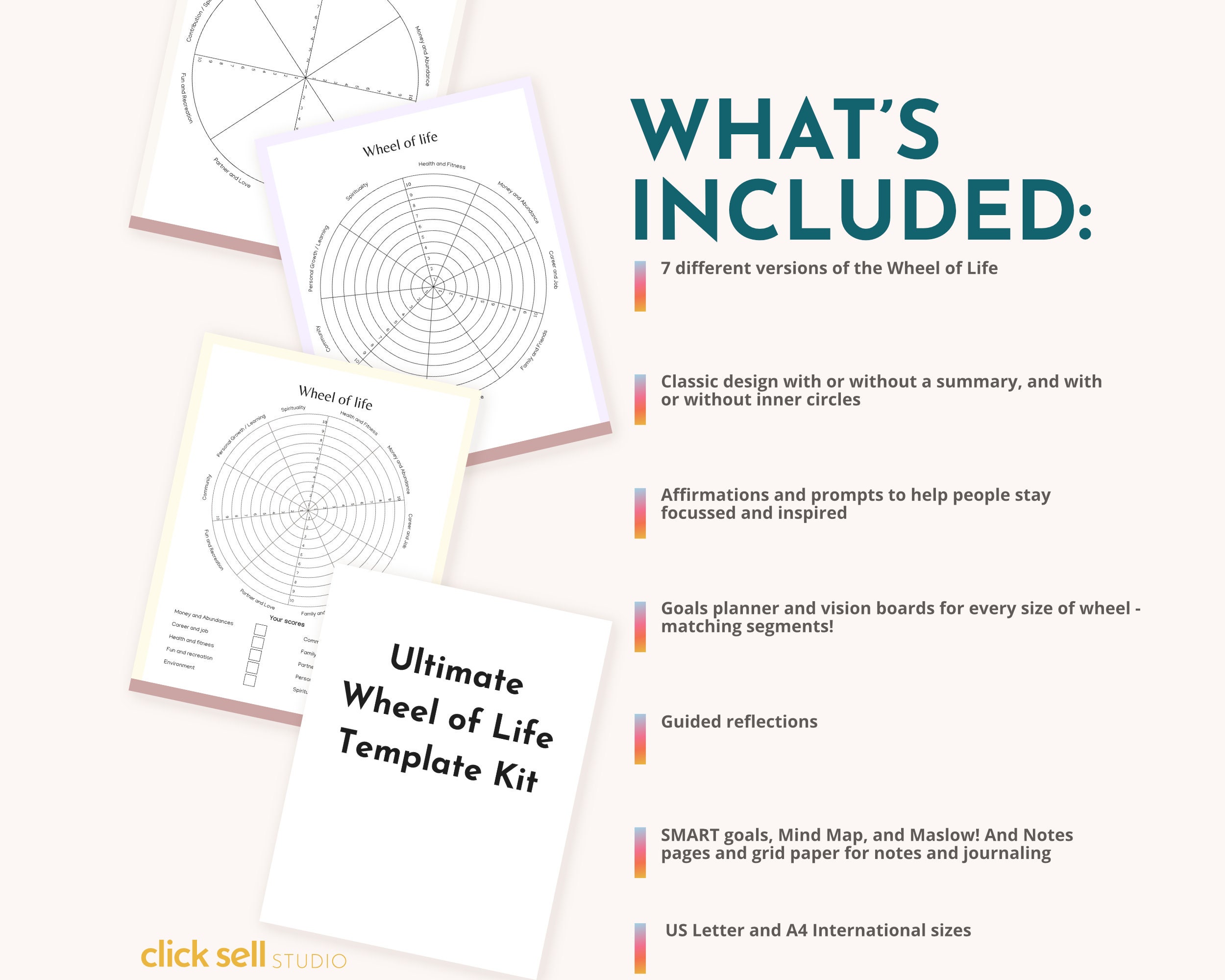 Wheel of Life Canva Template Kit: Coaching Worksheets (commercial Use ...