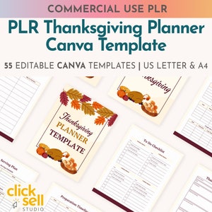 PLR Thanksgiving Planner Canva Template Instant Download Commercial Use Great for Printable Resellers